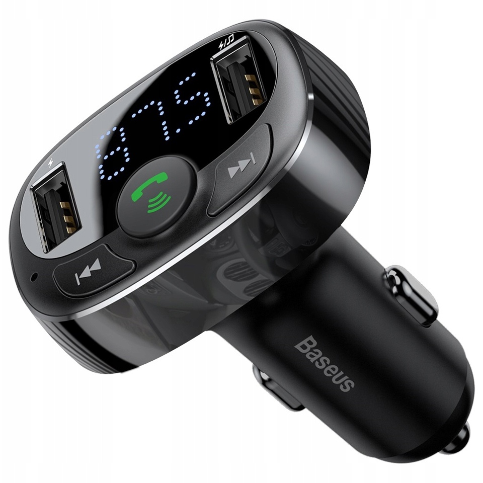 Автомобильное зарядное устройство с FM-трансмиттером 2xUSB Baseus T typed Bluetooth MP3 - Черное (CCTM-01)