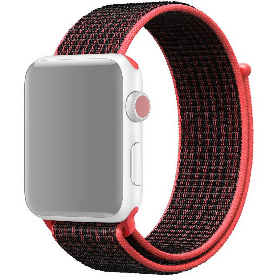 Ремешок для Apple Watch 42/44/45/49 мм нейлоновый InnoZone - Черный/Красный (APWTNY42-13)