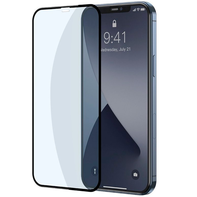Комплект защитных стекол для iPhone 12 Pro Max 0.3мм Baseus All-screen Arc-surface Anti-bluelight - Черный (SGAPIPH67N-KB01)