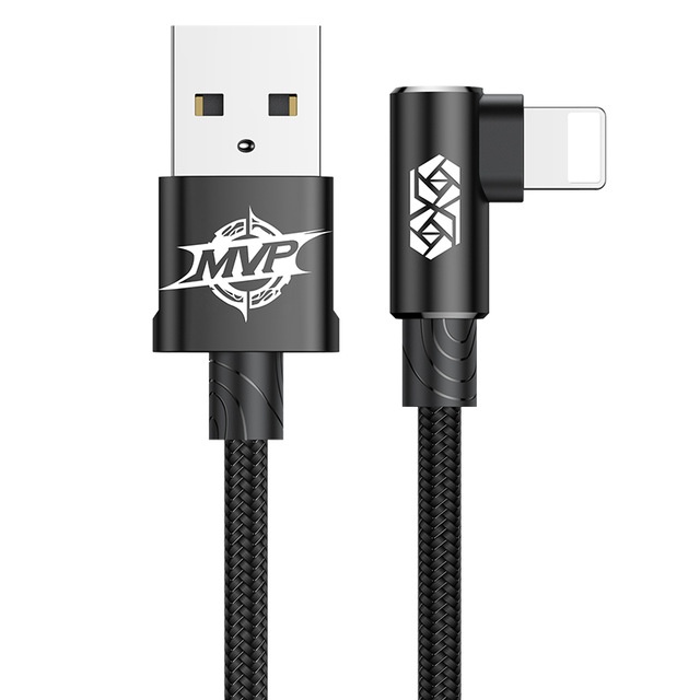 Кабель USB 2.0 A (m) - Lightning (m) 1м угловой Baseus MVP Elbow Type - Черный (CALMVP-01)