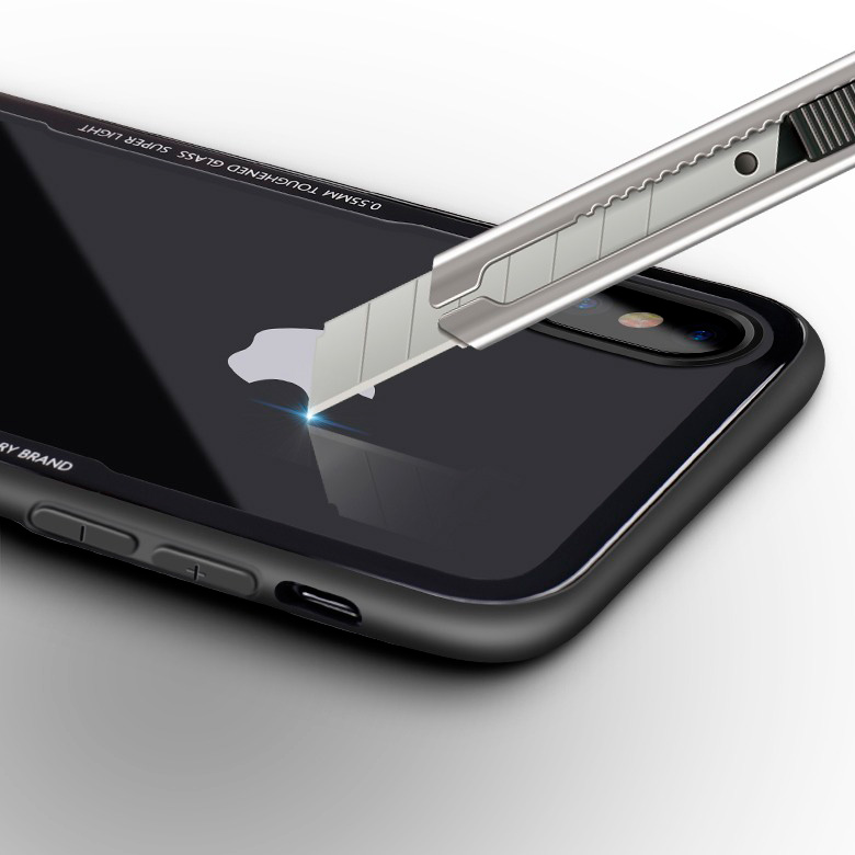 Чехол для iPhone XS с прозрачной задней панелью CAFELE Glass - Черный