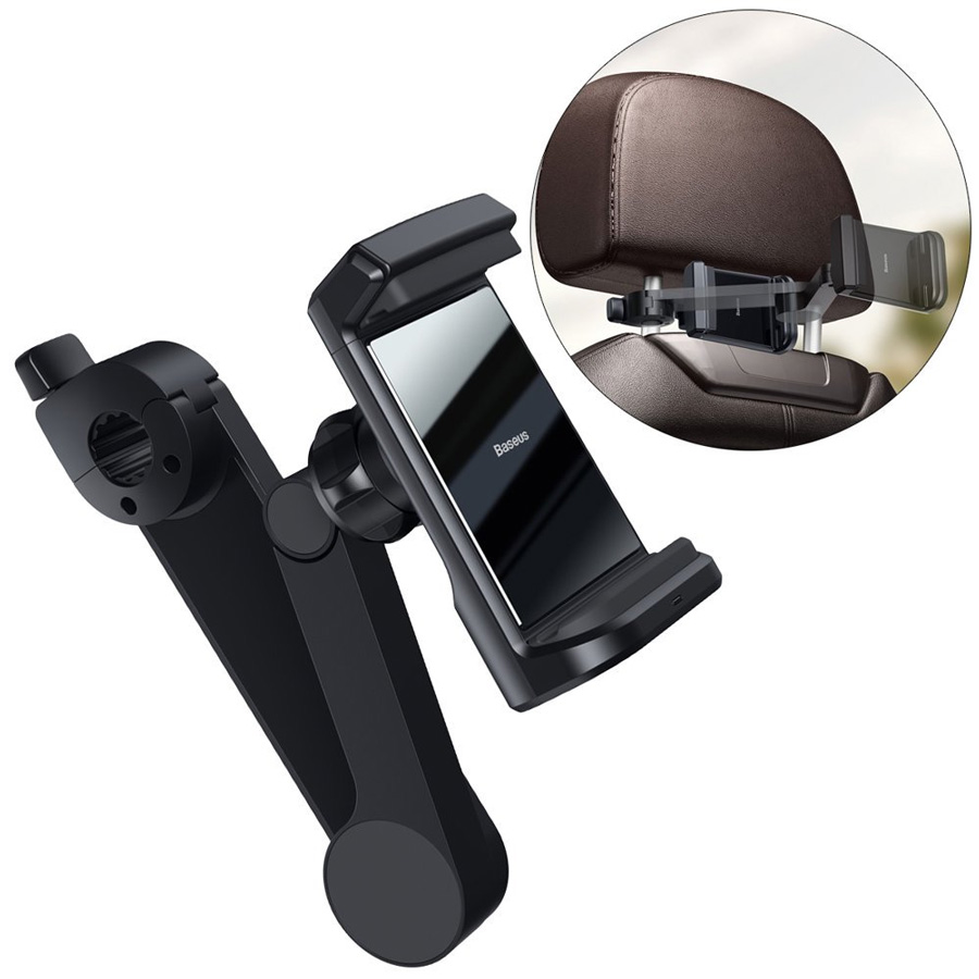 Автомобильный держатель для телефона на подголовник с беспроводной зарядкой 15W Baseus Energy Backseat Holder - Черный (WXHZ-01)