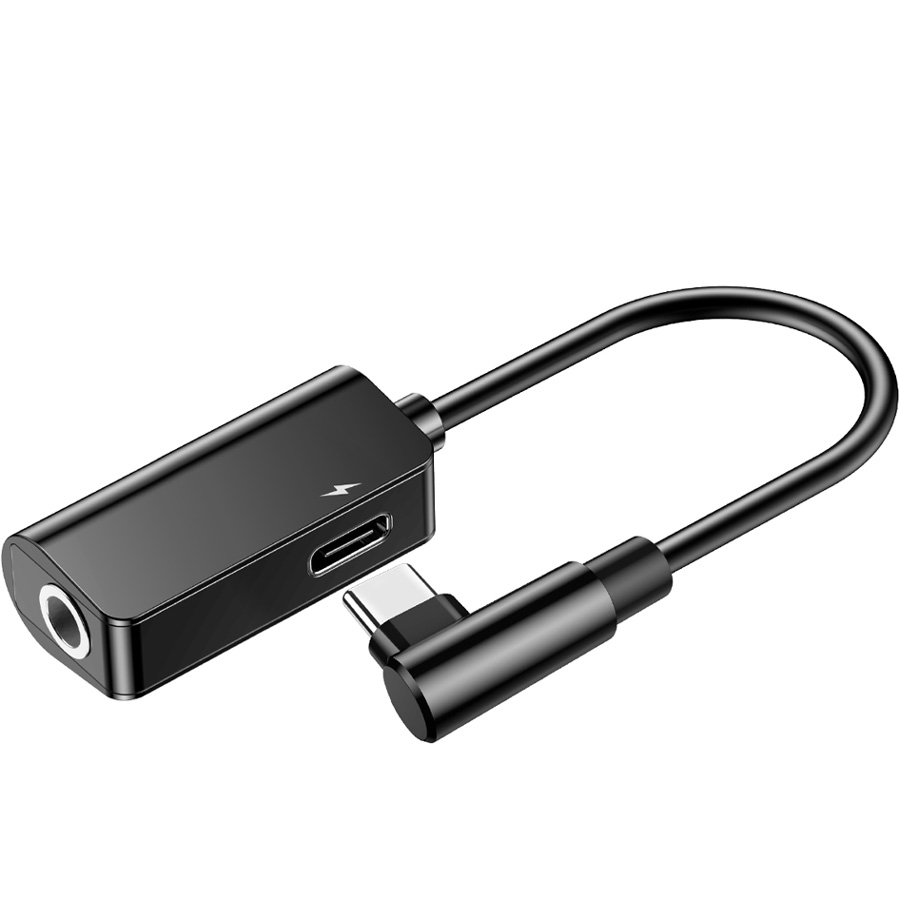 Переходник USB Type-C (m) - AUX 3.5мм (f) +USB Type-C (f) Baseus L45 - Черный (CATL45-01)