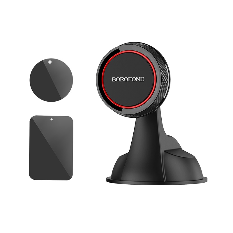 Автомобильный держатель для телефона на присоске магнитный Borofone BH14 Journey Series - Черный/Красный