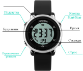 Широкий функционал часов SKMEI 1100 - Черные