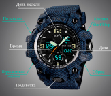 Широкий функционал часов SKMEI 1155B - Denim Blue