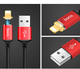 Простота установки магнитного кабеля USB - Lightning Hoco. U28 - Красный