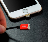 Быстрое подключение магнитного адаптера кабеля USB - Lightning Hoco. U28 - Красный
