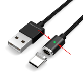 Индикатор работы магнитного черного кабеля X-cable mini 2 USB Type-C