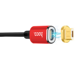 Простота установки магнитного кабеля USB - micro USB Hoco. U28 - Красный