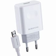 Сетевое зарядное устройство быстрое QC 3.0 с кабелем micro USB Borofone BA32A Bright - Белое