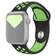 Ремешок для Apple Watch 1-6/SE 38/40/41 мм силиконовый InnoZone Vent - Черный/Зеленый (APWTSIH38-10)