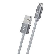 Кабель USB 2.0 A (m) - micro USB 2.0 B (m) 1м Hoco X2 Knitted - Серебристый