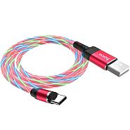 Магнитный кабель USB 2.0 A (m) - USB Type-C (m) 1м Hoco U90 Ingenious - Красный