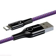 Кабель USB 2.0 A (m) - Lightning (m) 1м Baseus C-shaped Light Intelligent Power-off - Фиолетовый (CALCD-05)