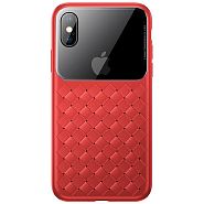 Чехол для iPhone XS Max Baseus Glass & Weaving - Красный (WIAPIPH65-BL09)