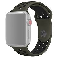 Ремешок для Apple Watch 1-6/SE 42/44/45/49 мм силиконовый InnoZone Vent - Темный Хаки (APWTSIH42-26)