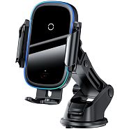 Автомобильный держатель для телефона с беспроводной быстрой зарядкой 15W Baseus Light Electric - Черный (WXHW03-01)