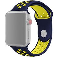 Ремешок для Apple Watch 1-6/SE 38/40 мм силиконовый InnoZone Vent - Темно-синий/Желтый (APWTSIH38-39)