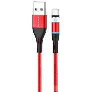 Магнитный кабель USB 2.0 A (m) - USB Type-C (m) 1.2м Borofone BU16 Skill - Красный