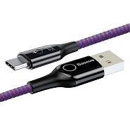 Кабель USB 2.0 A (m) - USB Type-C (m) 1м Baseus C-shaped Light Intelligent Power-off - Фиолетовый (CATCD-05)