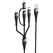 Кабель USB 2.0 A (m) - micro USB 2.0 B (m)+2xLightning (m)+USB Type-C (m) 1м Borofone BX32 Munificent 4-in-1 - Черный