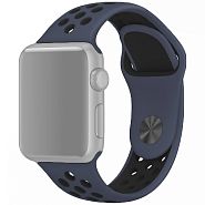 Ремешок для Apple Watch 1-6/SE 42/44/45/49 мм силиконовый InnoZone Vent - Темно-синий/Черный (APWTSIH42-25)