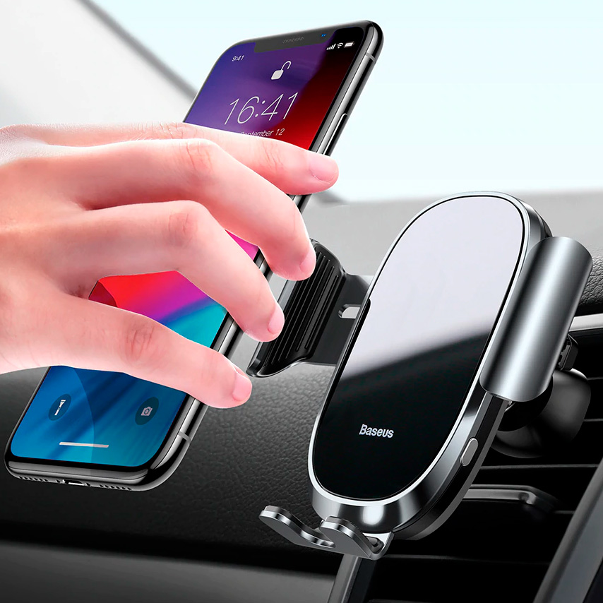 Baseus Smart Car Mount Cell – автомобильный держатель для телефона в дефлектор Серебристый (SUGENT-ZN0S)