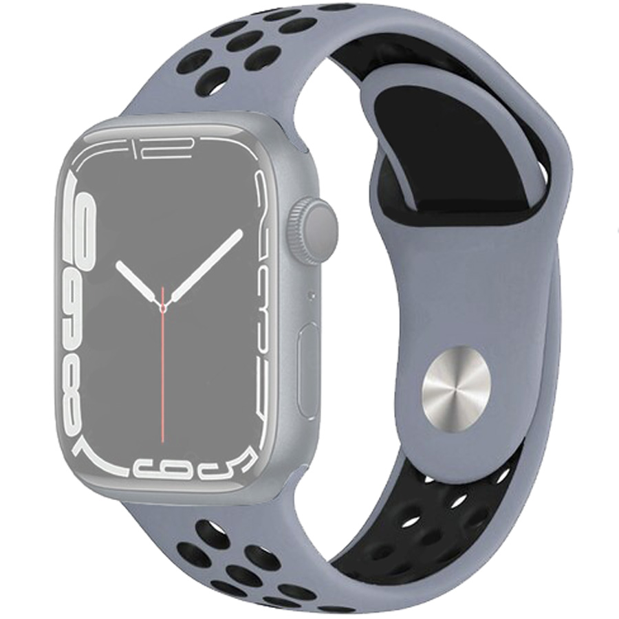 Ремешок для Apple Watch 1-6/SE 38/40/41 мм силиконовый InnoZone Vent - Сине-серый/Черный (APWTSIH38-37)