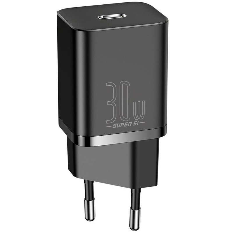 Сетевое зарядное устройство быстрое PD 3.0+QC 3.0 USB Type-C Baseus Super Si Quick Charger 1C 30W - Черное (CCSUP-J01)